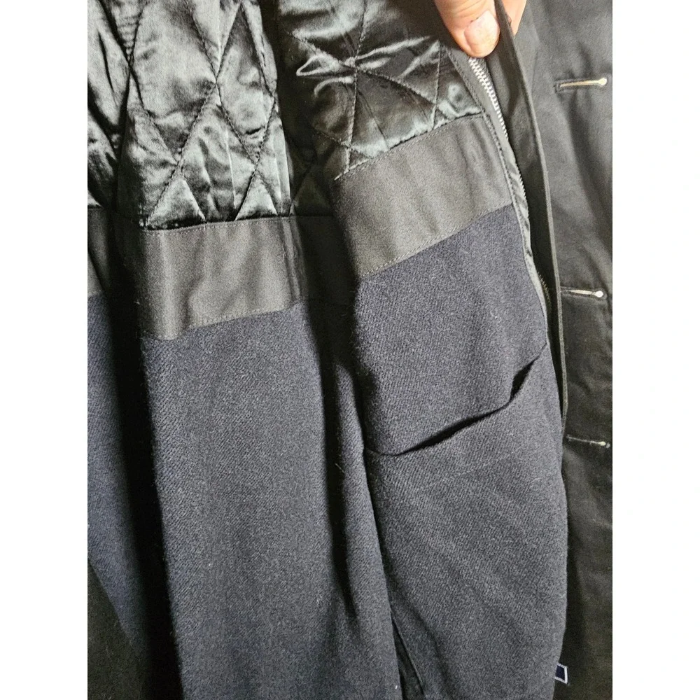 Chaps Mens Black Double Breasted Trench Coat Removable Liner 46L RN 117688